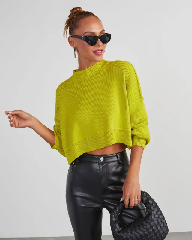 Girls Day Out Cropped Pullover Sweater - Lime sold by Vici