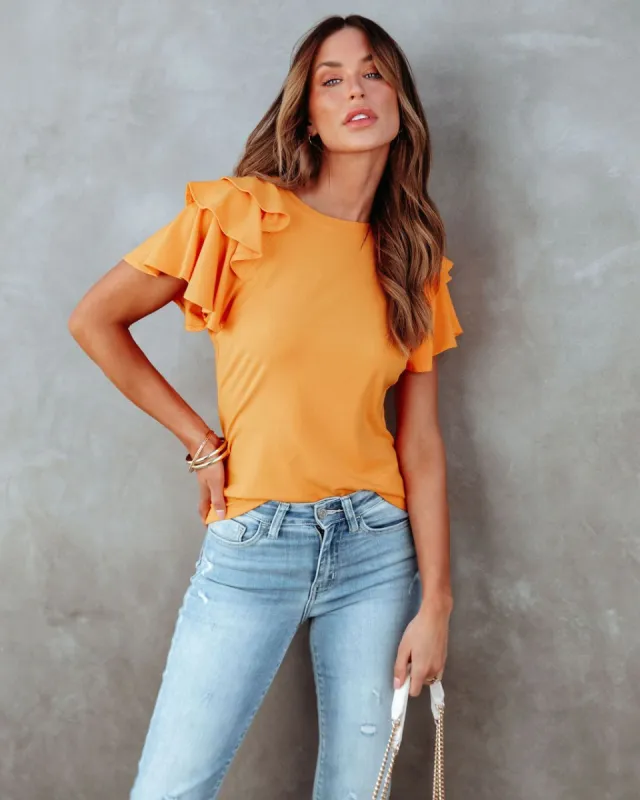 Reece Ruffle Tee - Orange - FINAL SALE made by Vici