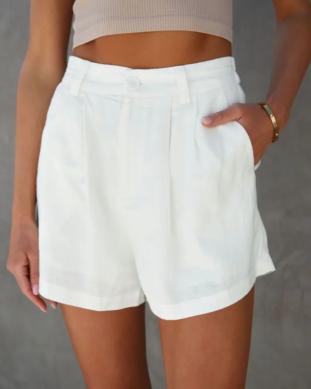 Jessie Linen Blend Pocketed Shorts - White - SALE sold by Vici