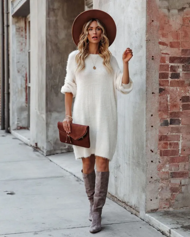 So In Love Knit Sweater Dress - Ivory - FINAL SALE sold by Vici