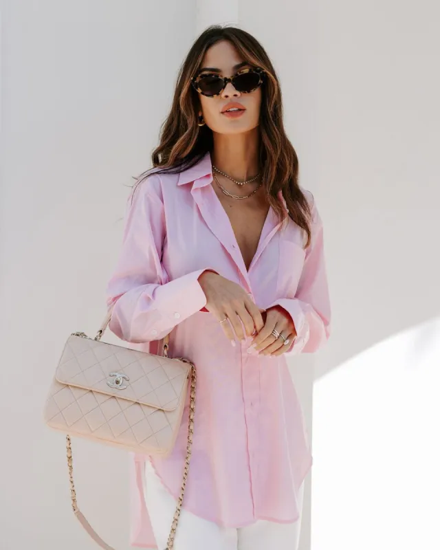 Menswear Cotton Blend Button Down Shirt - Pink - FINAL SALE sold by Vici