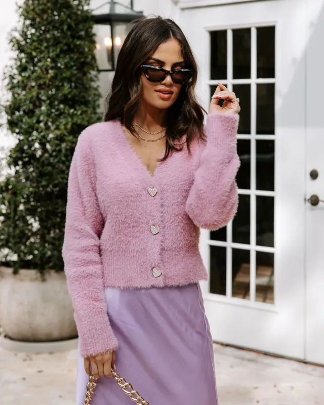 Be Still My Heart Fuzzy Knit Button Front Cardigan - Mauve - FINAL SALE sold by Vici