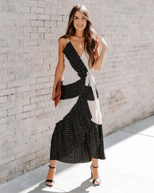 Such A Betty Polka Dot Wrap Midi Dress sold by Vici