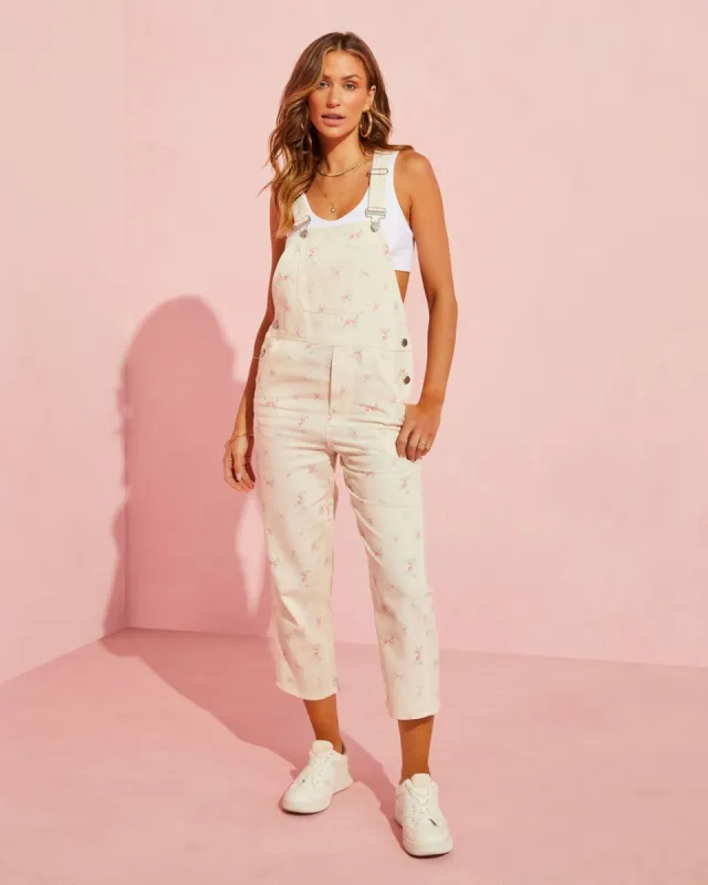 Petals In Bloom Pocketed Floral Overalls - Cream - SALE sold by Vici