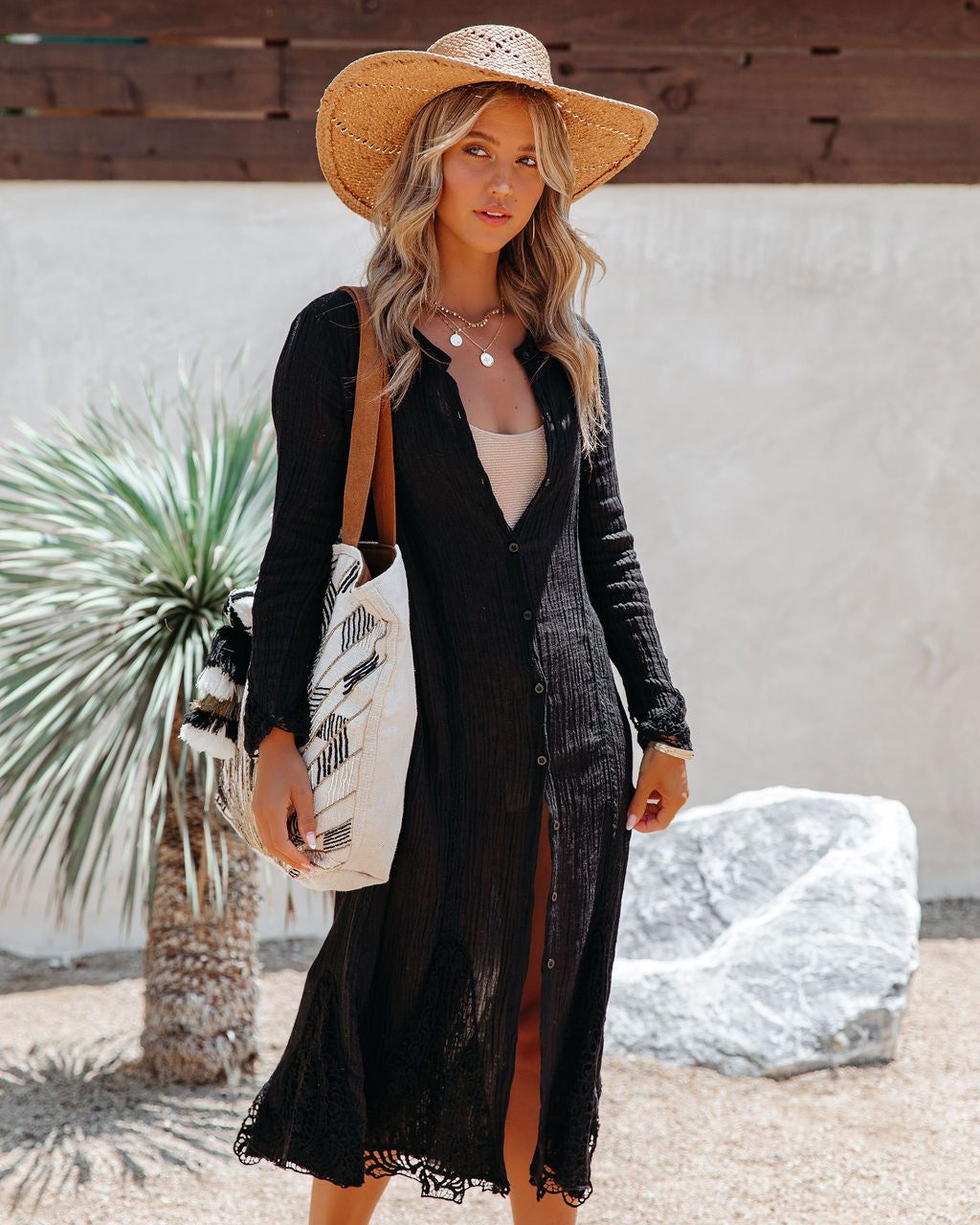 Pique Linen Cotton Button Down Crochet Cover-Up - FINAL SALE sold by Vici product image thumbnail 9