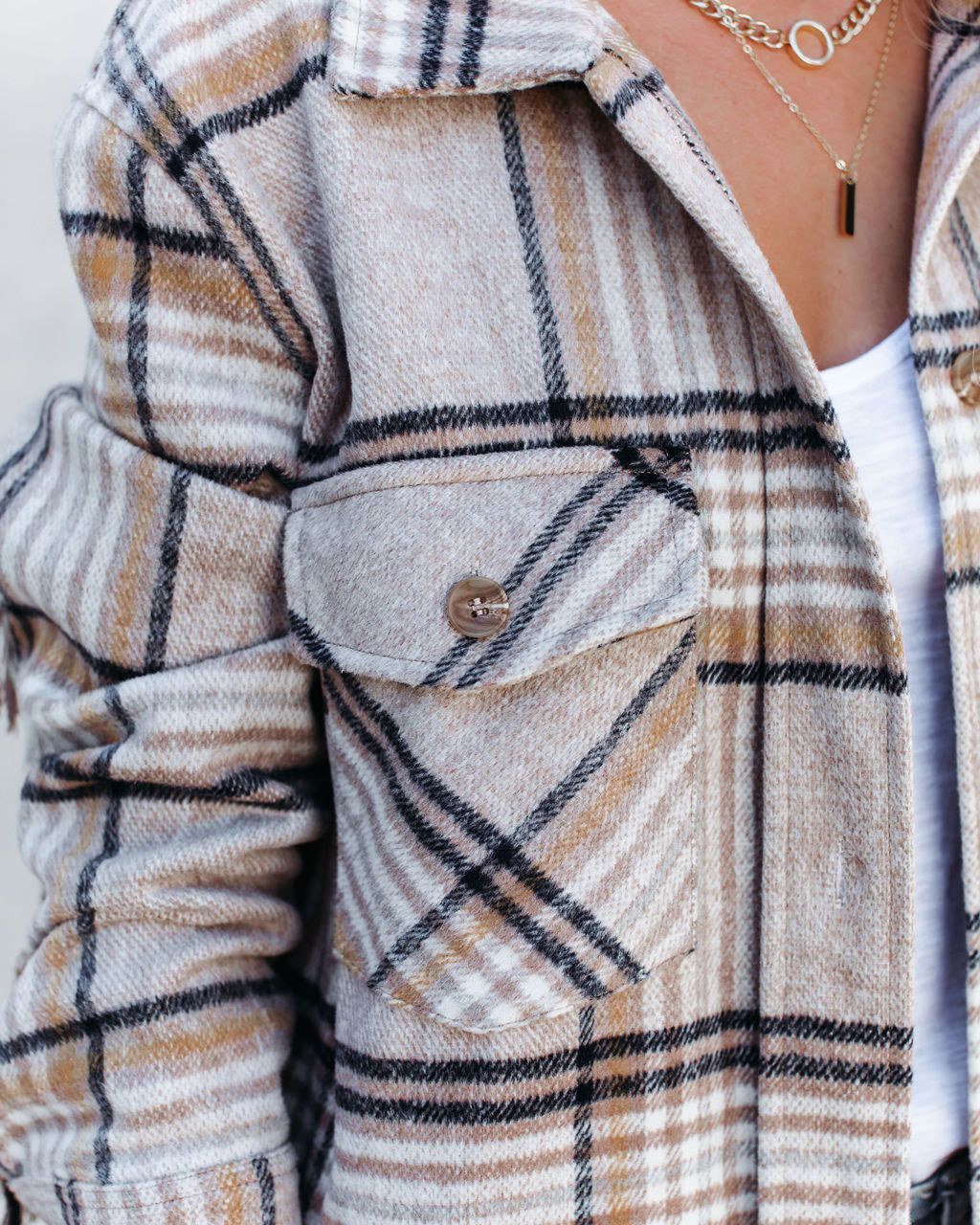 Give Thanks Pocketed Fringe Plaid Coat sold by Vici product image thumbnail 3