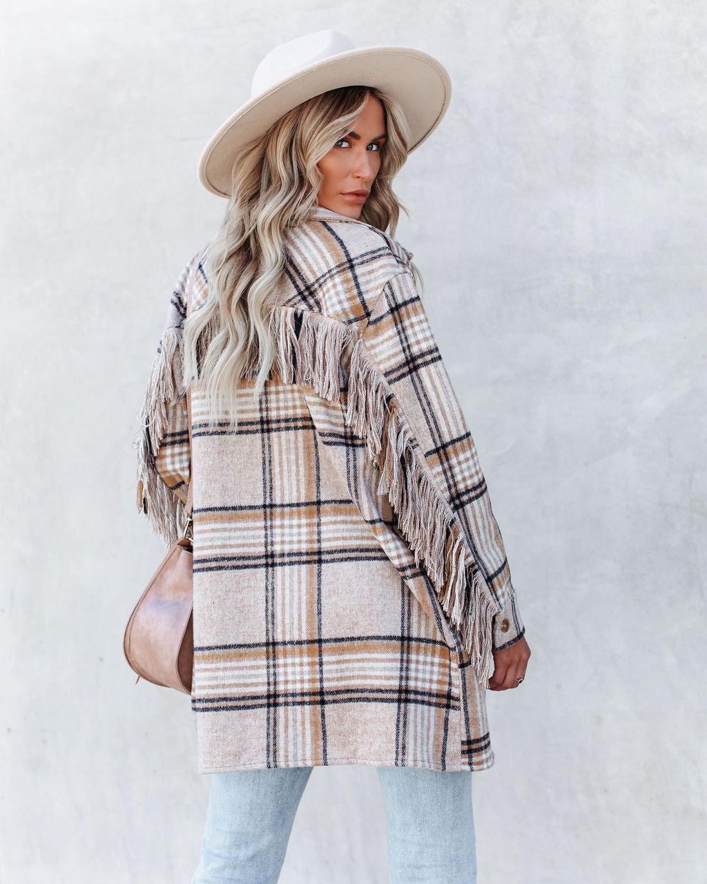 Give Thanks Pocketed Fringe Plaid Coat sold by Vici product image thumbnail 5