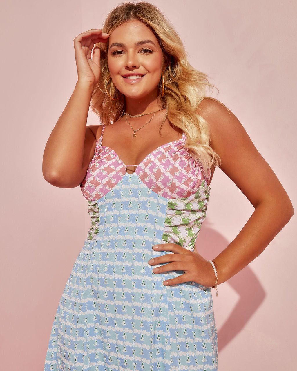 Summer Lover Floral Ruffle Trim Midi Dress sold by Vici product image thumbnail 4