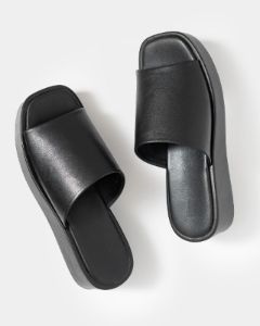 Lourdes Faux Leather Platform Sandals - Black - LAST CHANCE sold by Vici