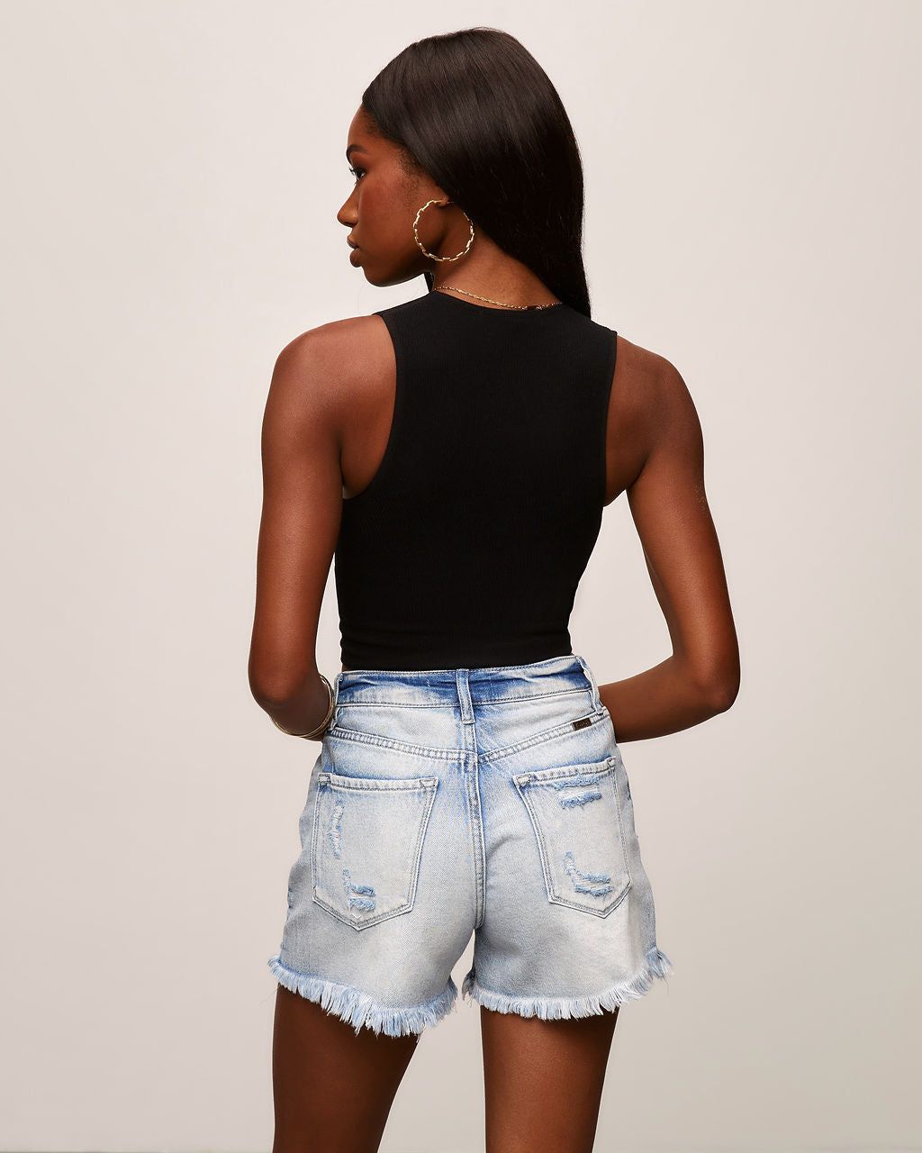Gigi Ribbed V-Neck Crop Tank - Black - FINAL SALE sold by Vici product image thumbnail 2