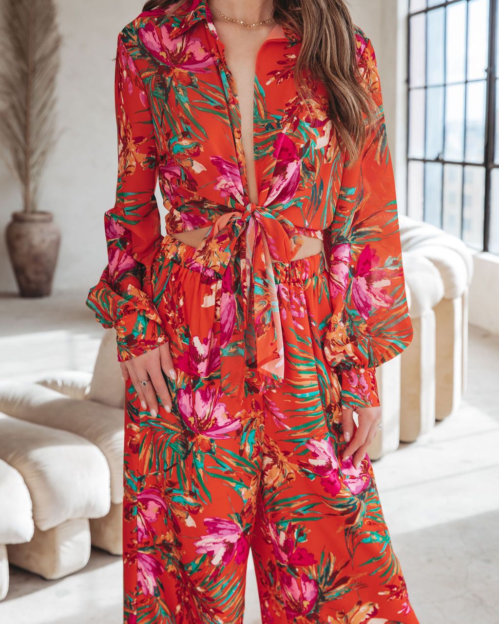 Coral Reef Sunsets Front Tie Top sold by Vici product image thumbnail 2