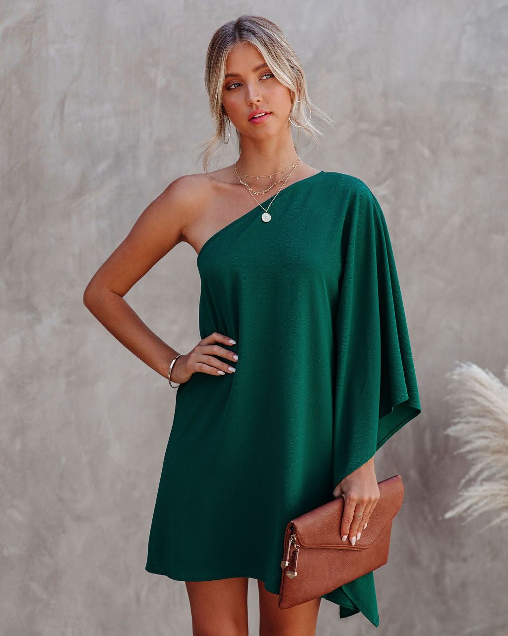 Side To Side One Shoulder Statement Dress - Hunter Green - FINAL SALE sold by Vici product image thumbnail 9