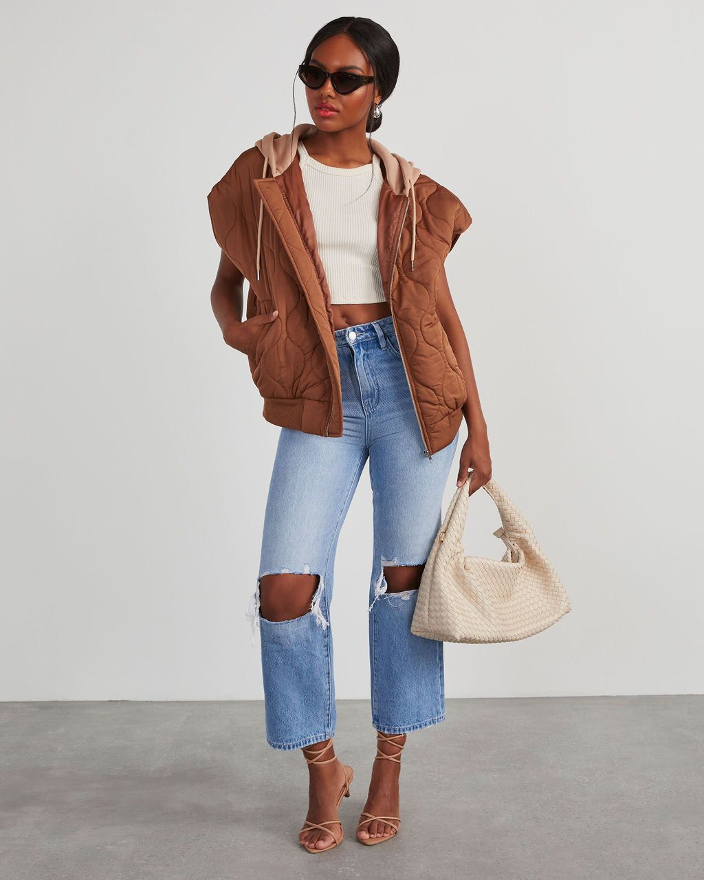 Fall And Forever Hooded Puffer Vest - Tan sold by Vici product image thumbnail 6