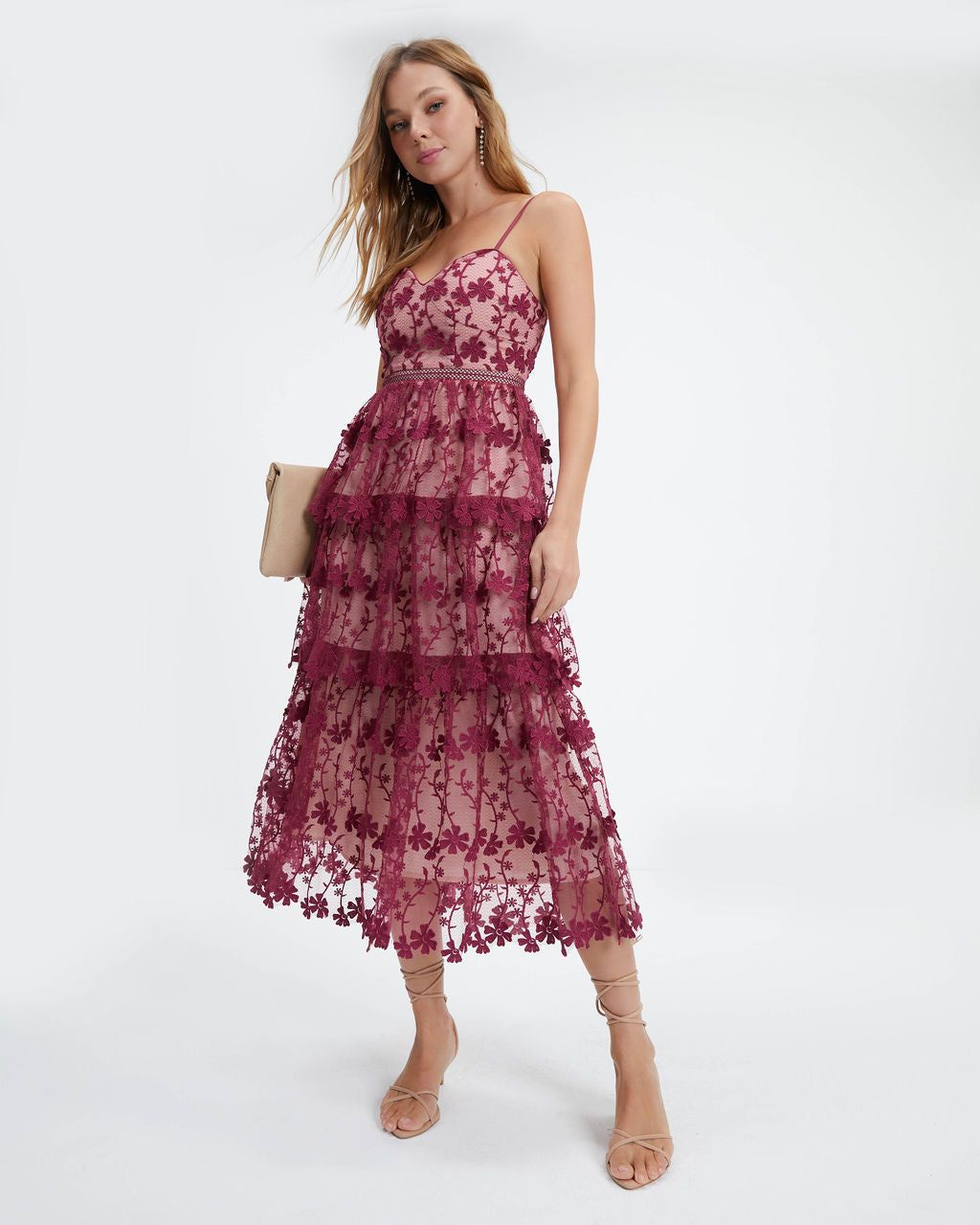 Pascal Tiered Crochet Lace Midi Dress sold by Vici product image thumbnail 5