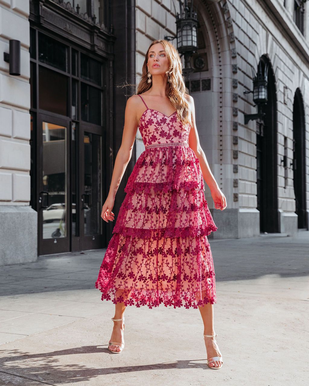 Pascal Tiered Crochet Lace Midi Dress sold by Vici product image thumbnail 2