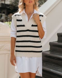 Verdi Cotton Blend Striped Sweater Vest - FINAL SALE sold by Vici