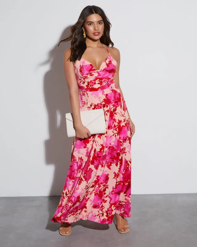 Chiara Floral Cowl Neck Maxi Dress sold by Vici