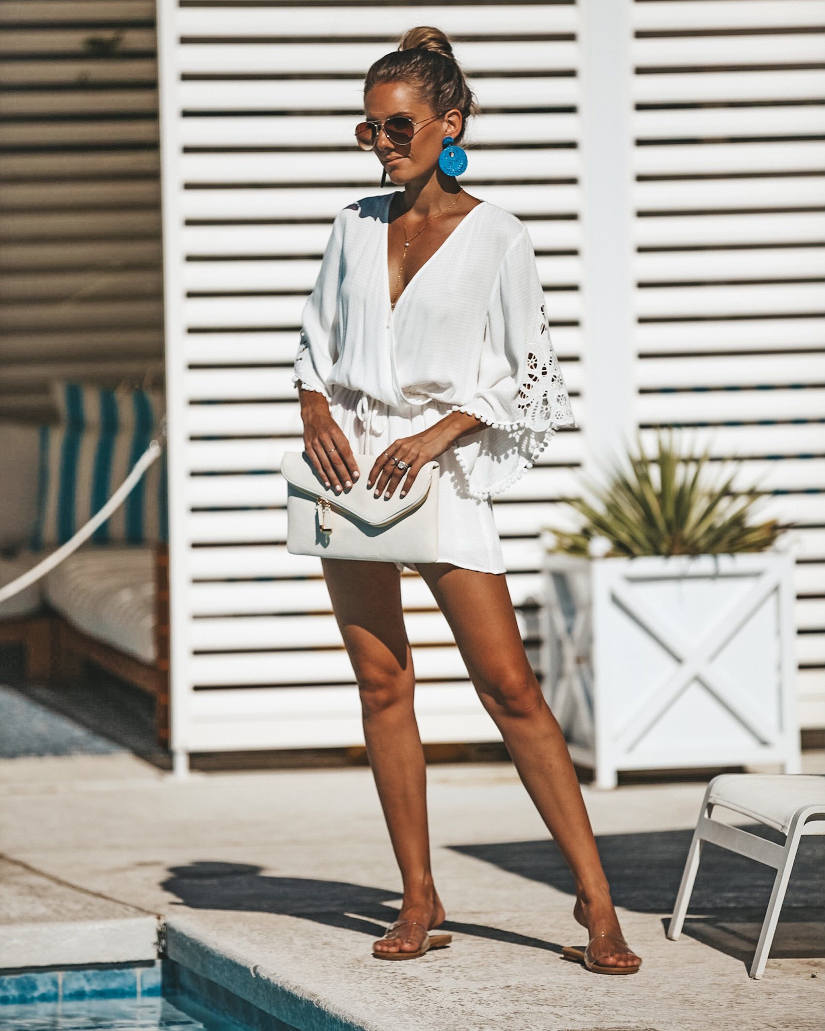 Jewel Crochet Lace Romper - Off White - FINAL SALE sold by Vici product image thumbnail 5