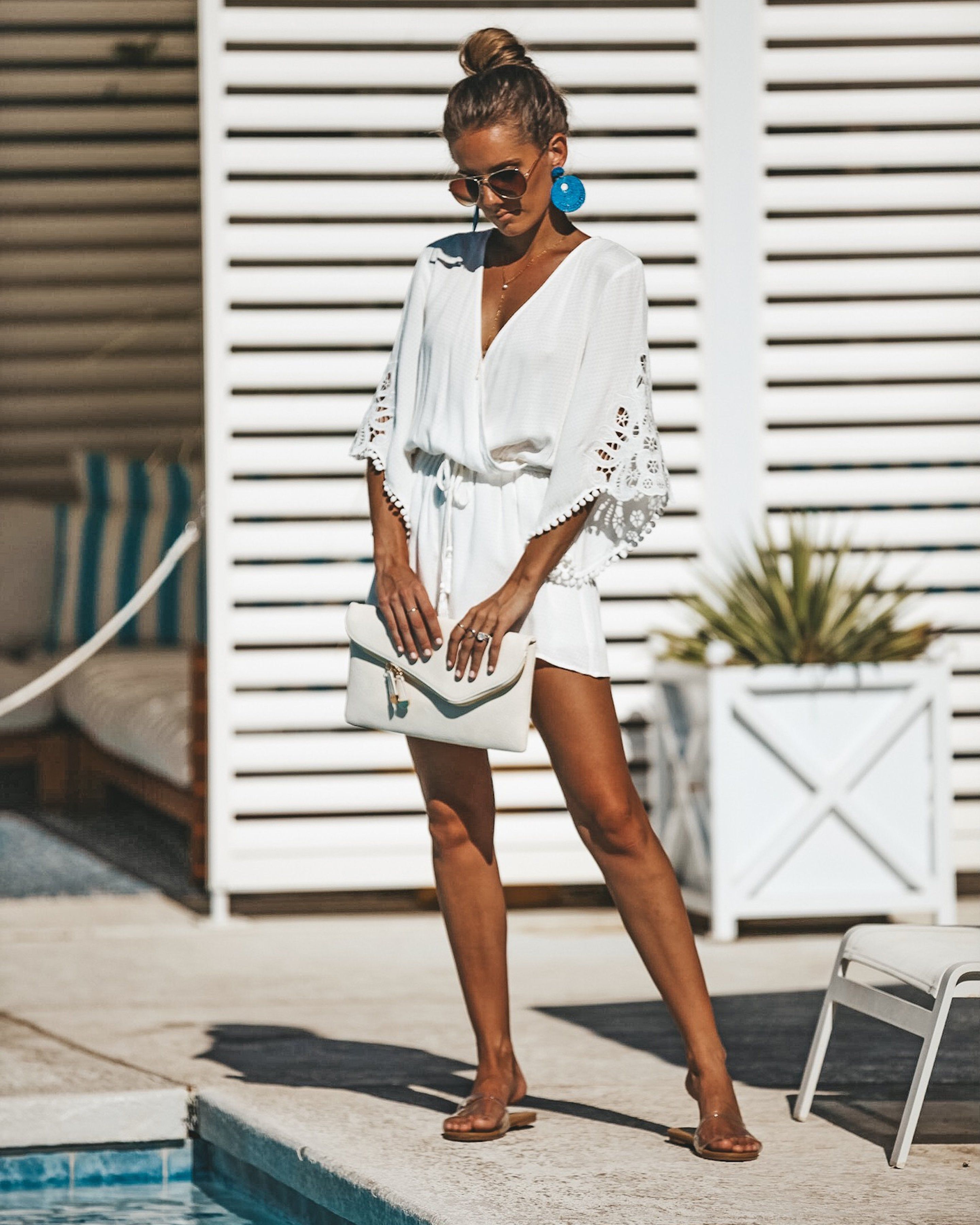 Jewel Crochet Lace Romper - Off White - FINAL SALE sold by Vici