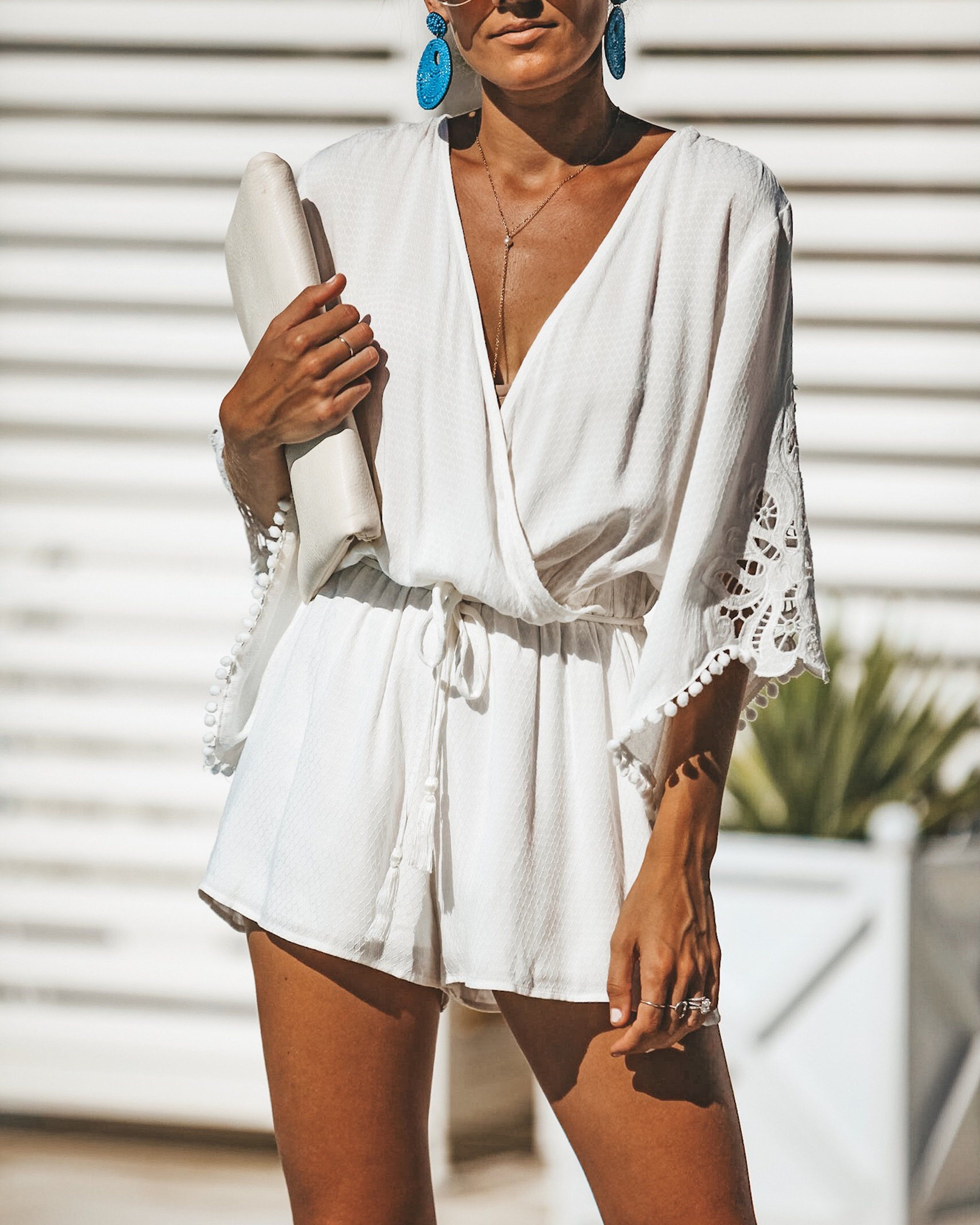 Jewel Crochet Lace Romper - Off White - FINAL SALE sold by Vici product image thumbnail 3