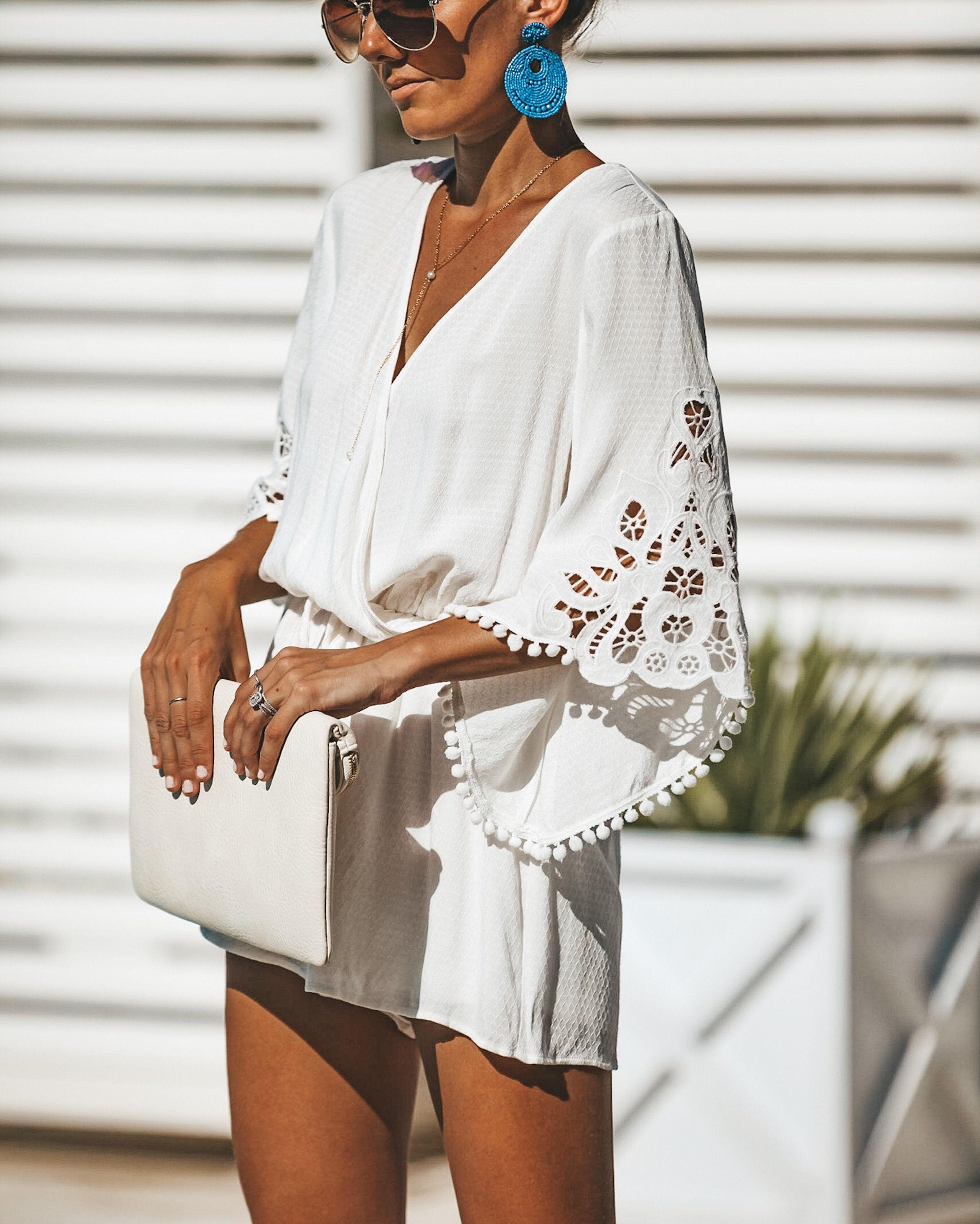 Jewel Crochet Lace Romper - Off White - FINAL SALE sold by Vici product image thumbnail 6