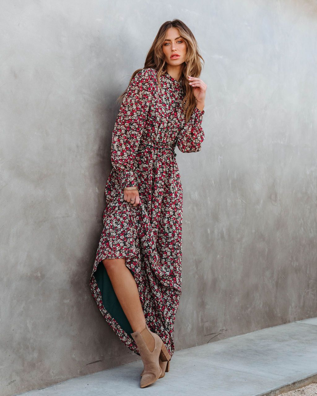 Falling For Me Floral Cutout Maxi Dress sold by Vici