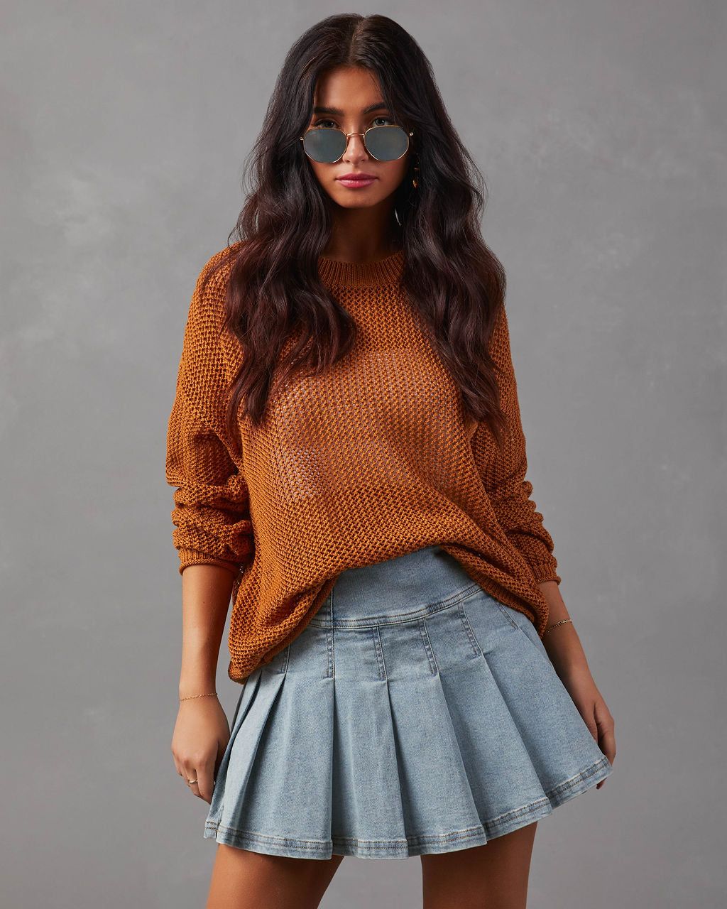 Stratton Open Stitch Sweater - Caramel sold by Vici product image thumbnail 6