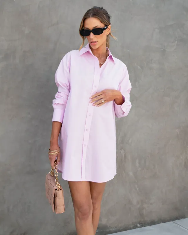 Far From Basic Cotton Button Down Shirt Dress - Lavender - FINAL SALE sold by Vici