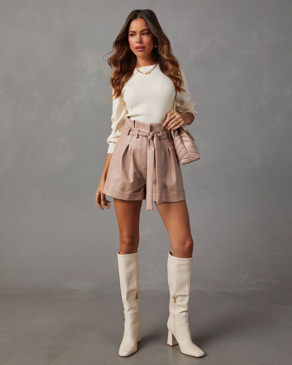 Carsian Ribbed Puff Sleeve Sweater - Oat sold by Vici product image thumbnail 6