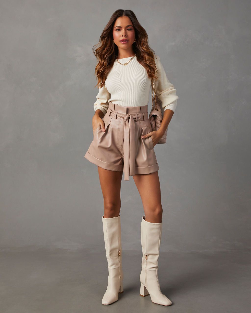 Carsian Ribbed Puff Sleeve Sweater - Oat sold by Vici product image thumbnail 2