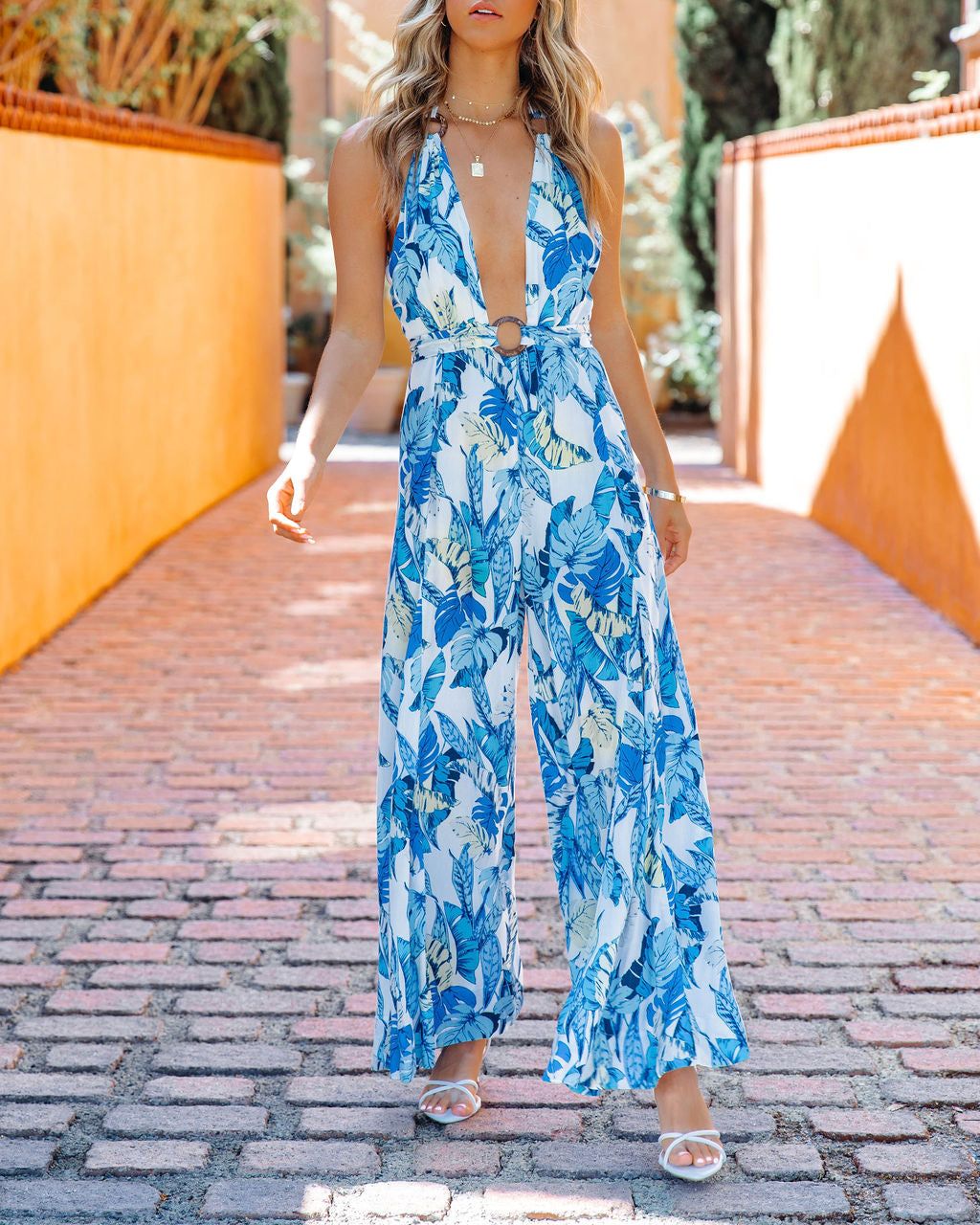 Cancun Palm Print Halter Jumpsuit - SALE sold by Vici product image thumbnail 3