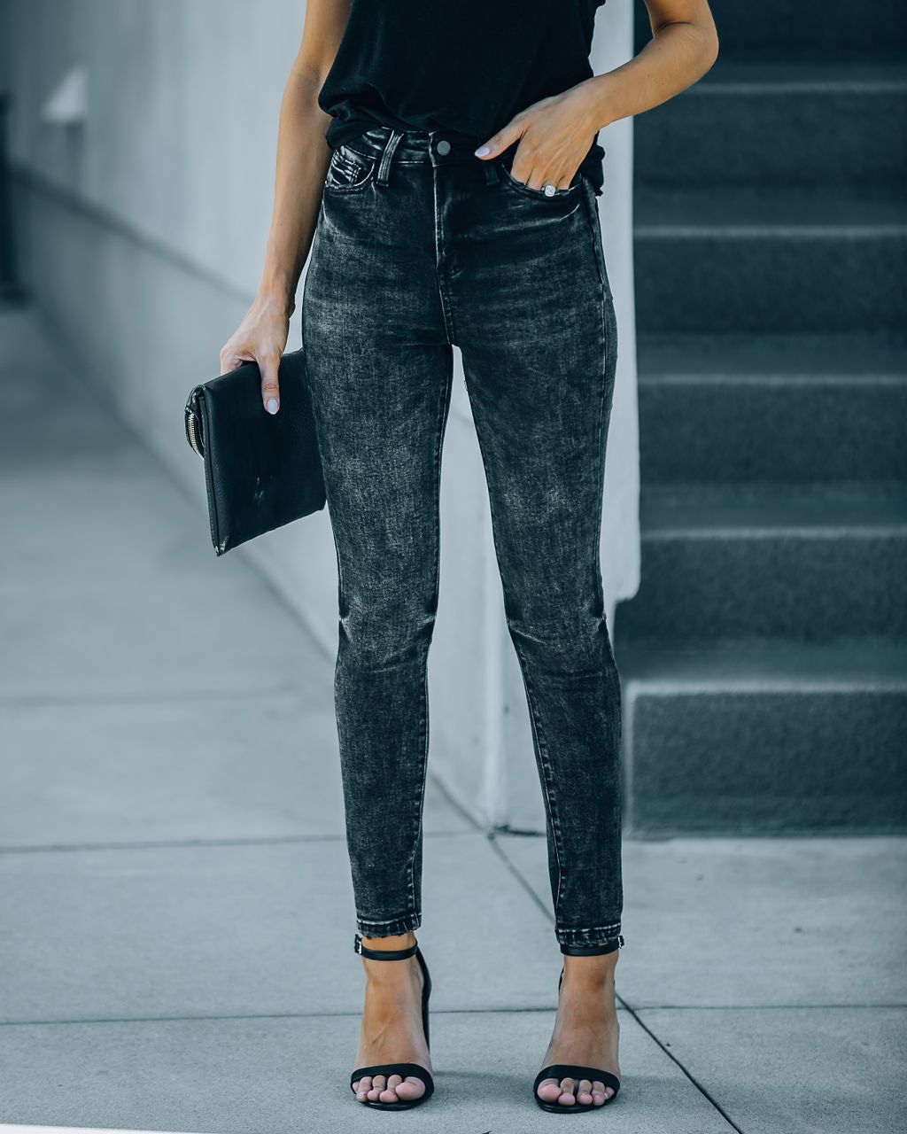 Jianna High Rise Acid Wash Skinny sold by Vici