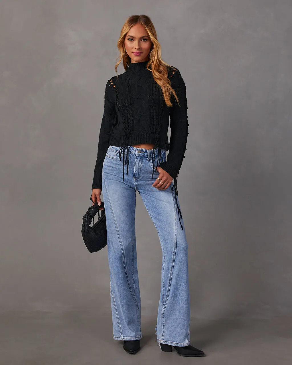 Camelia Mock Neck Lace Up Sweater sold by Vici product image thumbnail 2