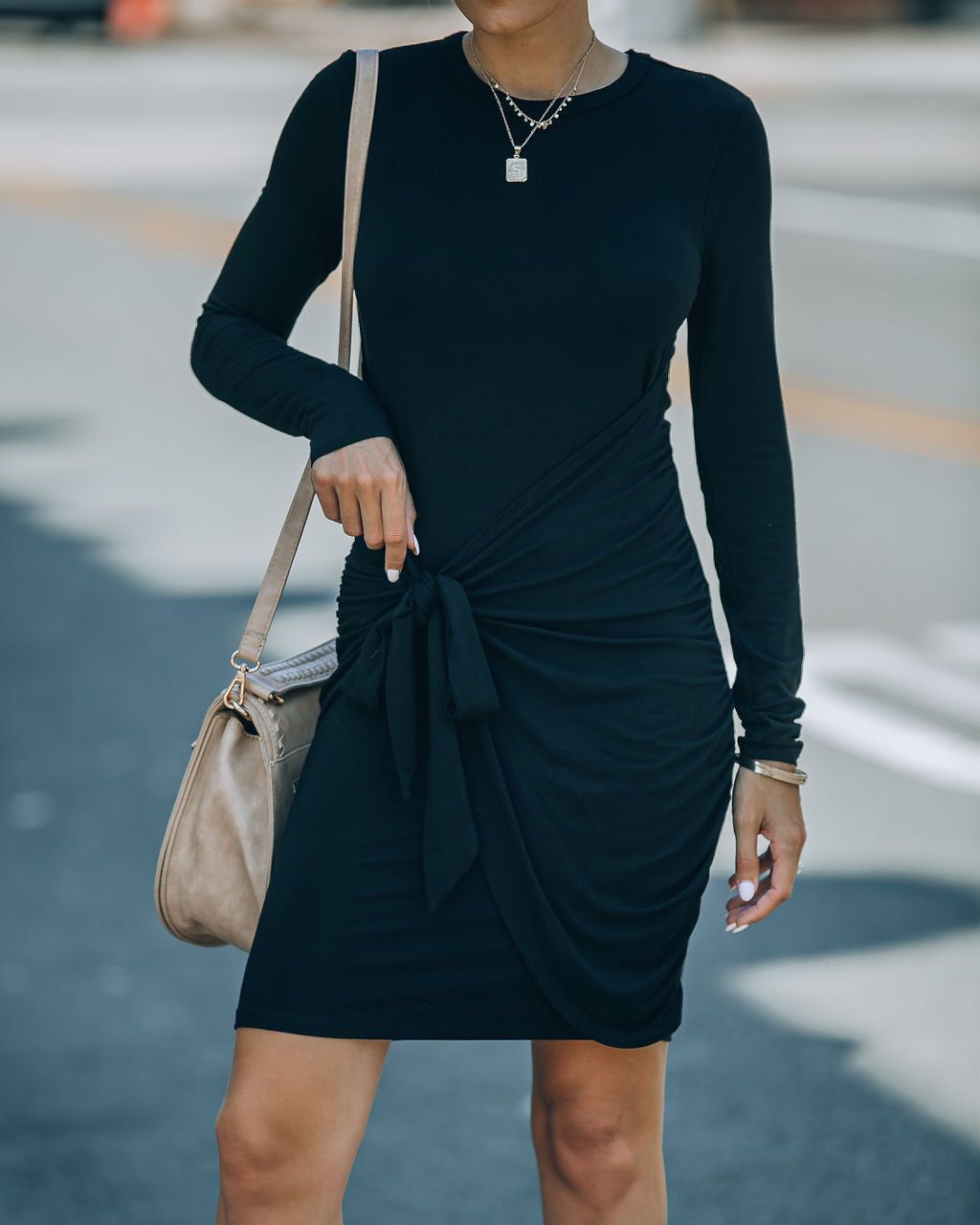 Ayda Drape Front Tie Mini Dress sold by Vici product image thumbnail 5