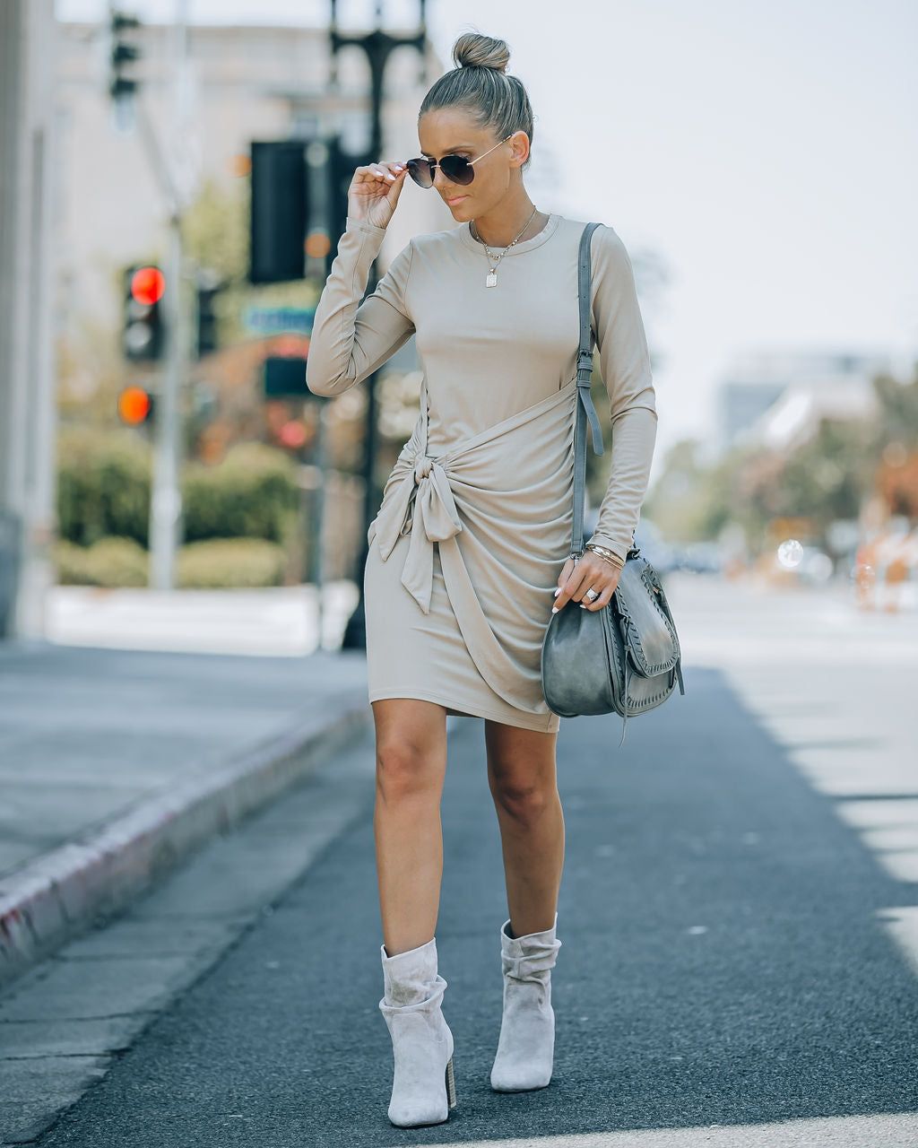 Ayda Drape Front Tie Mini Dress sold by Vici product image thumbnail 2