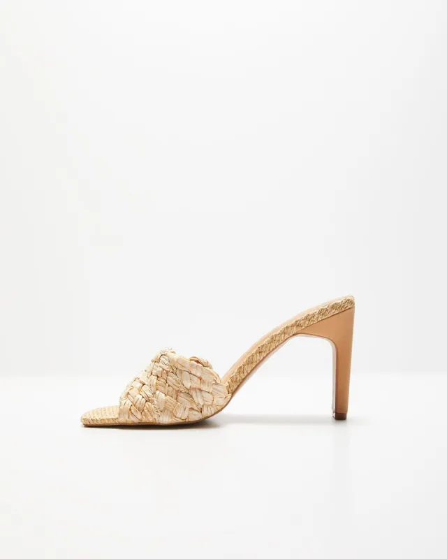Kori Woven Peep Toe Heeled Sandals sold by Vici