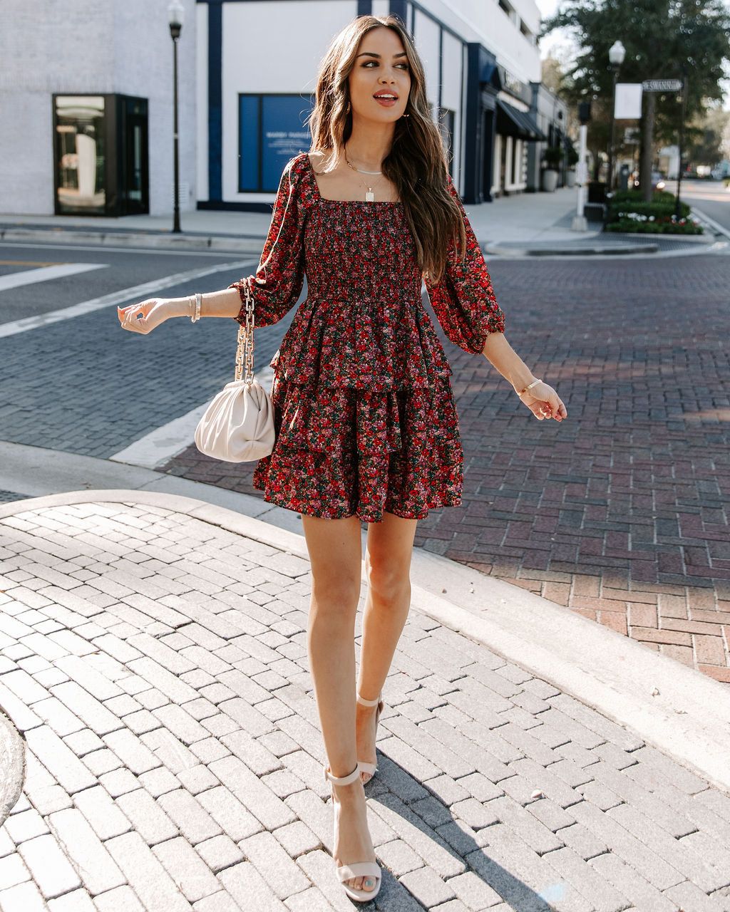 Salma Smocked Floral Tiered Babydoll Dress - FINAL SALE sold by Vici product image thumbnail 5