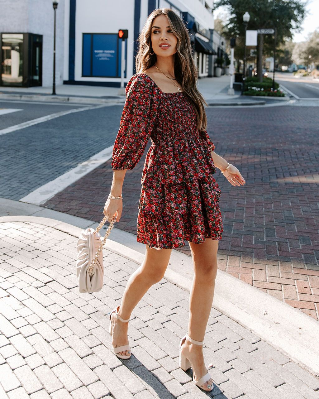 Salma Smocked Floral Tiered Babydoll Dress - FINAL SALE sold by Vici product image thumbnail 3