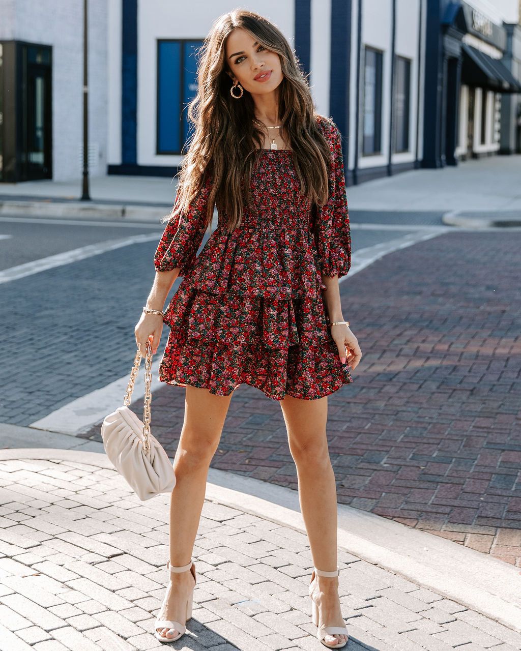 Salma Smocked Floral Tiered Babydoll Dress - FINAL SALE sold by Vici