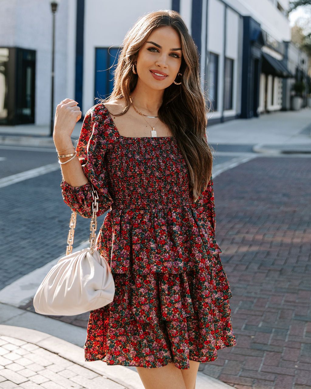 Salma Smocked Floral Tiered Babydoll Dress - FINAL SALE sold by Vici product image thumbnail 8