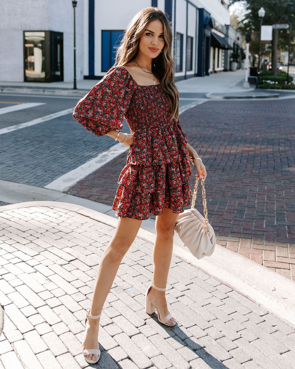 Salma Smocked Floral Tiered Babydoll Dress - FINAL SALE sold by Vici product image thumbnail 7