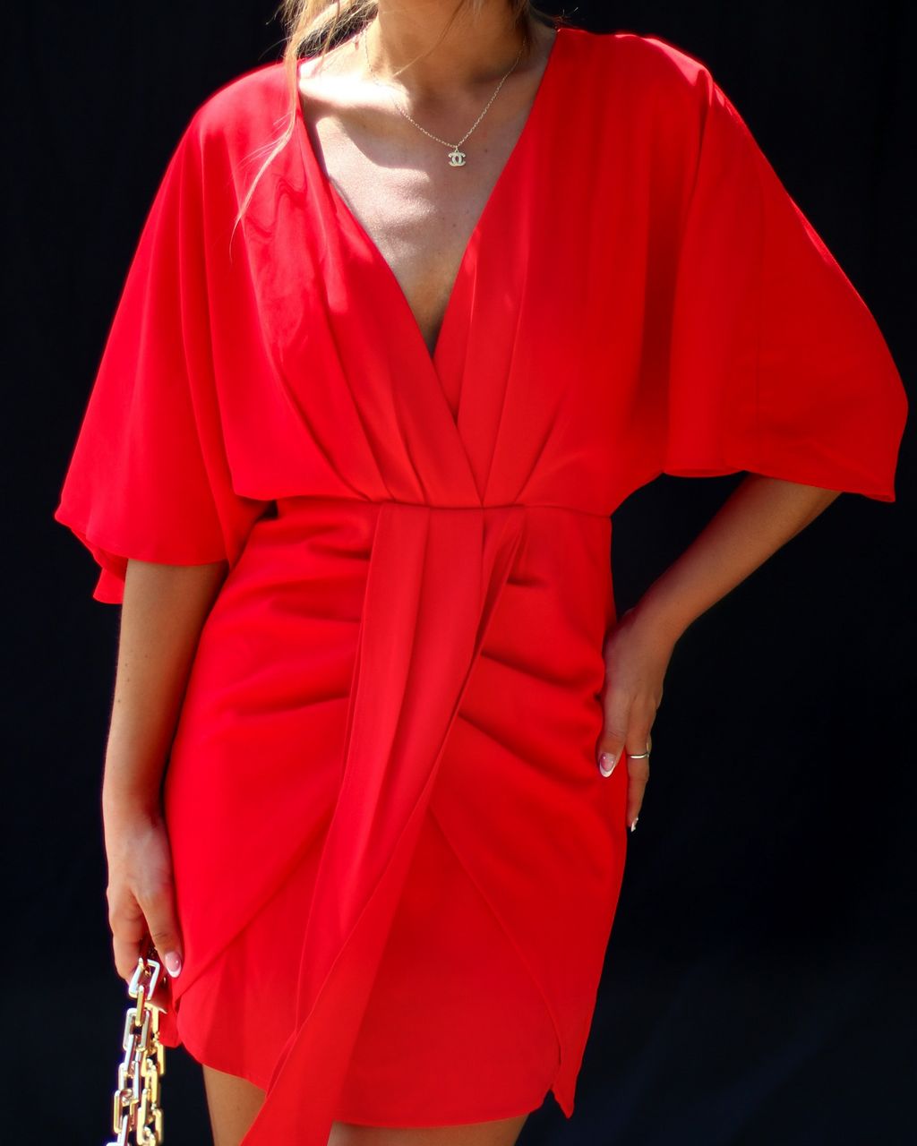 Porticia V-Neck Mini Dress - Red sold by Vici product image thumbnail 5