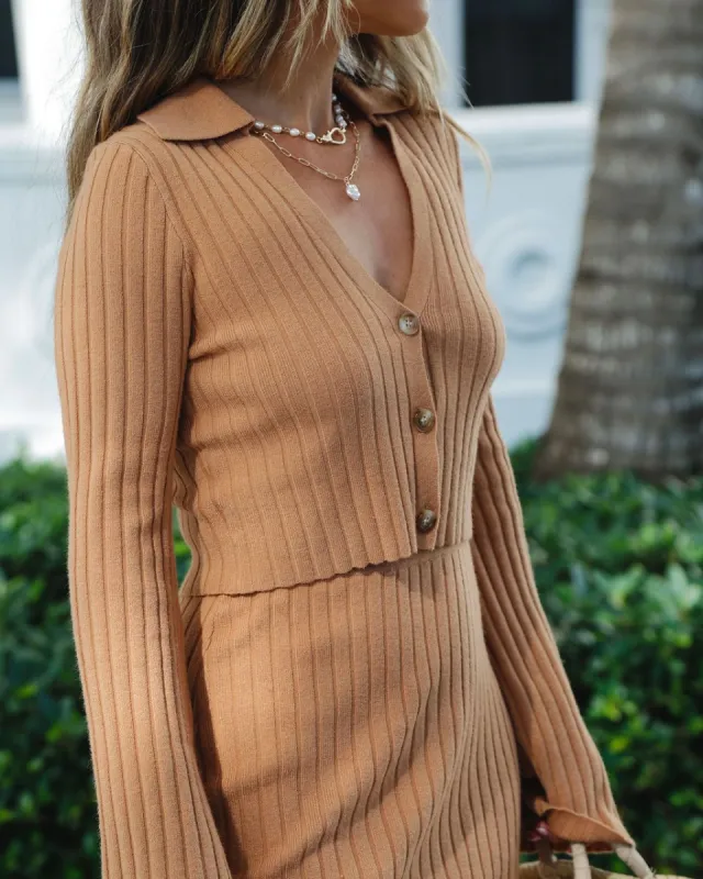 Lucia Button Front Ribbed Knit Top sold by Vici