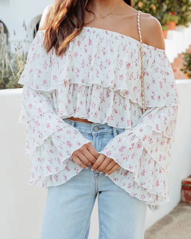 Willah Floral Tiered Off The Shoulder Top - FINAL SALE sold by Vici