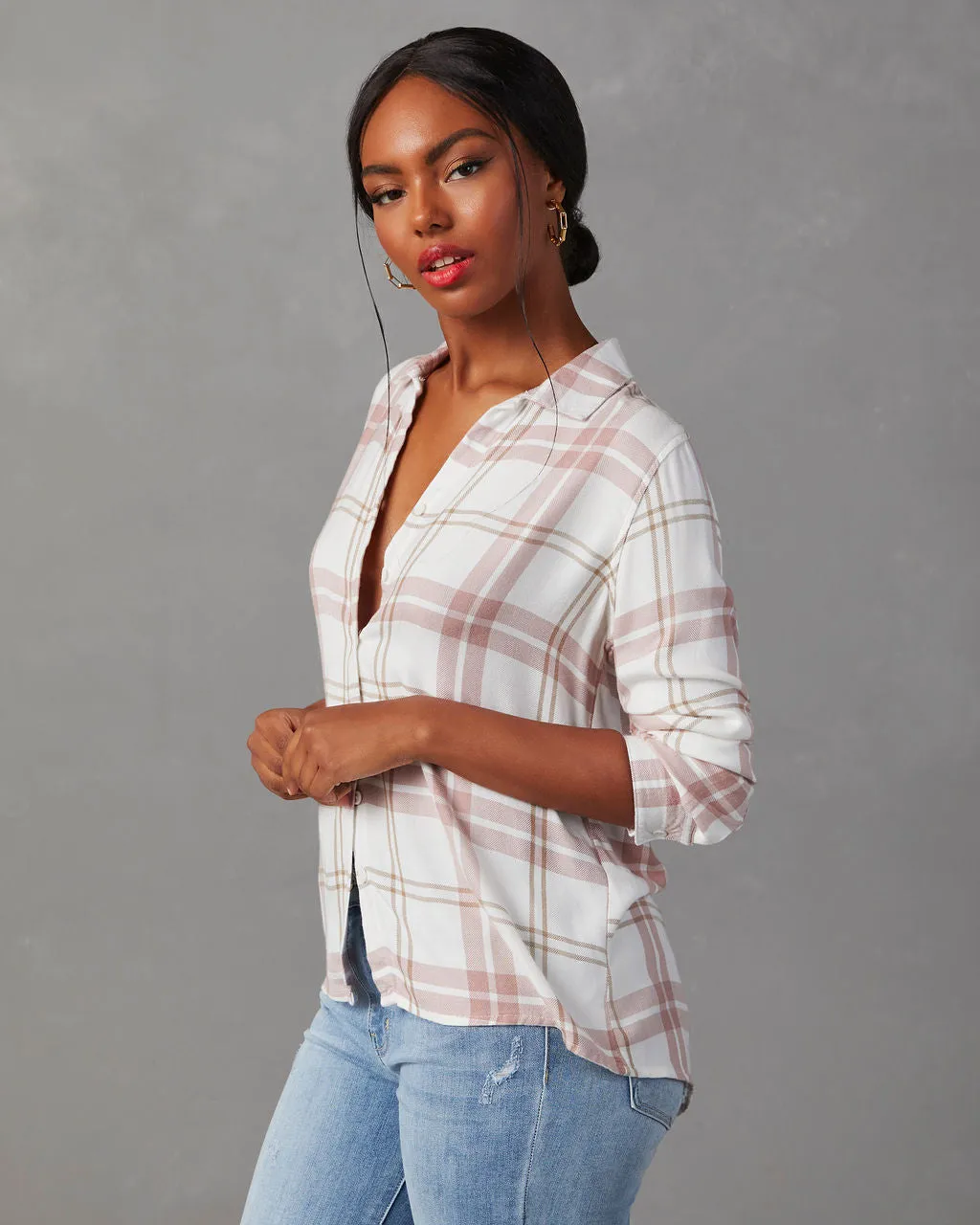 Gail Plaid Button Down Top sold by Vici product image thumbnail 3