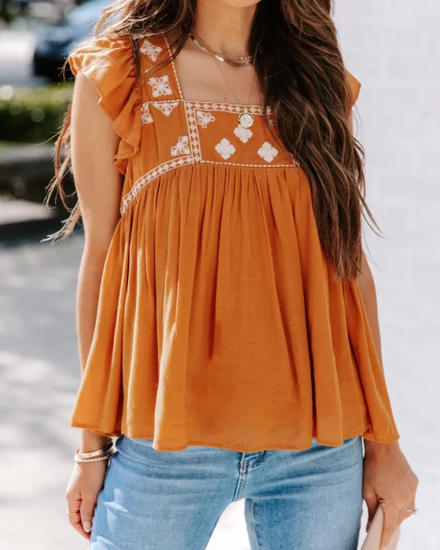 Kimana Embroidered Babydoll Top - Golden Ray - FINAL SALE sold by Vici