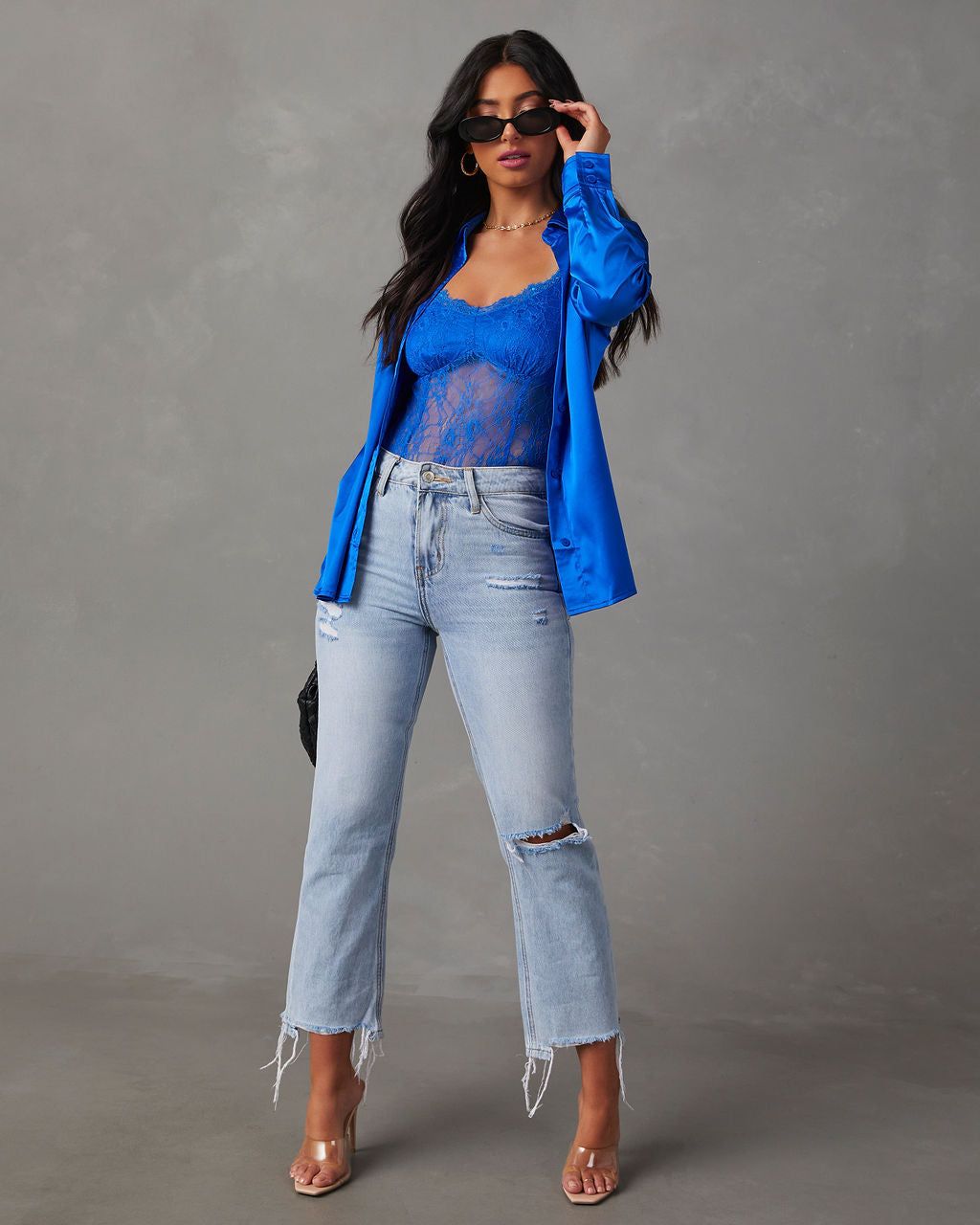 Late Night Lace Bodysuit - Cobalt sold by Vici product image thumbnail 6