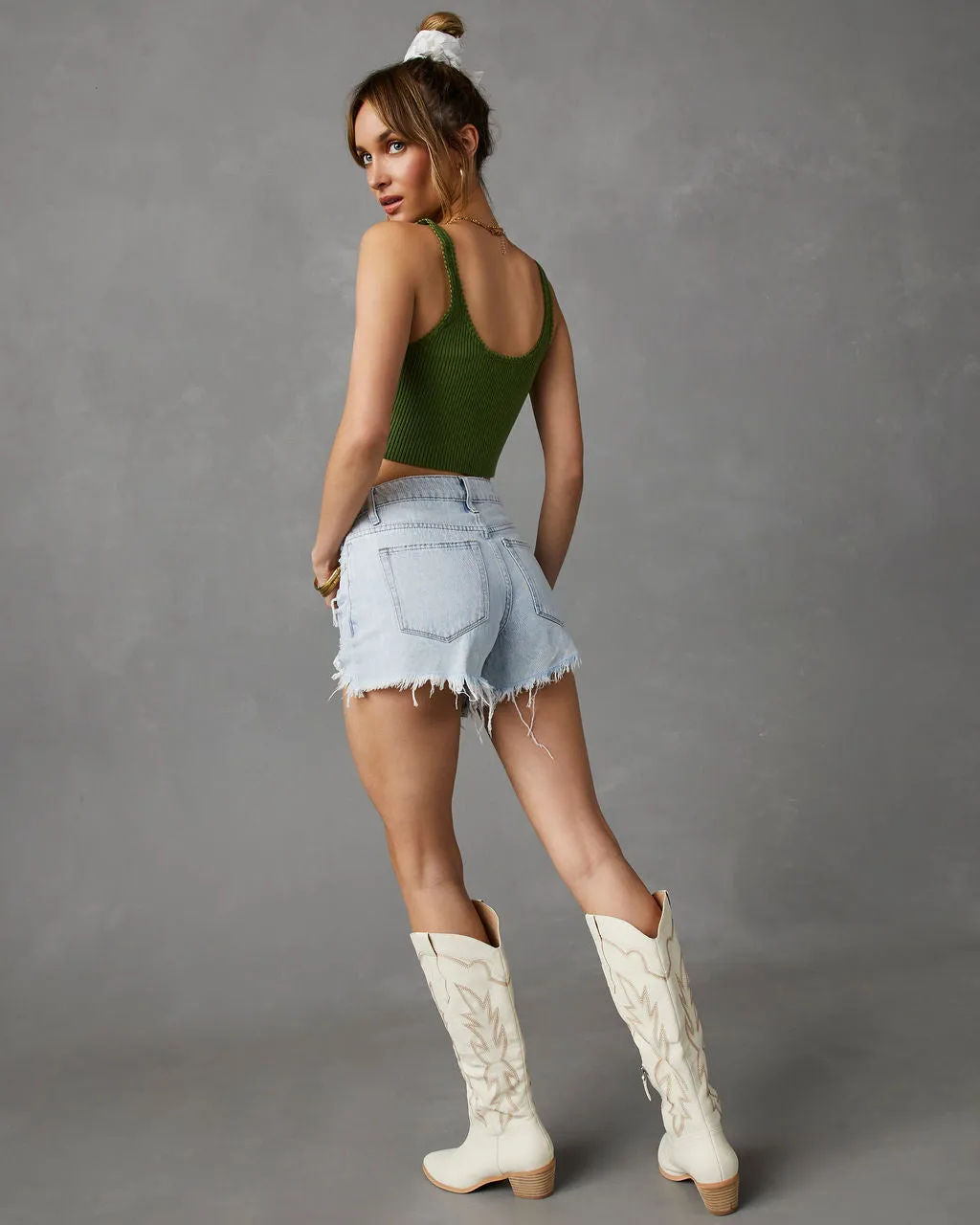 Cindi Sweater Knit Front Knot Crop Tank sold by Vici product image thumbnail 4