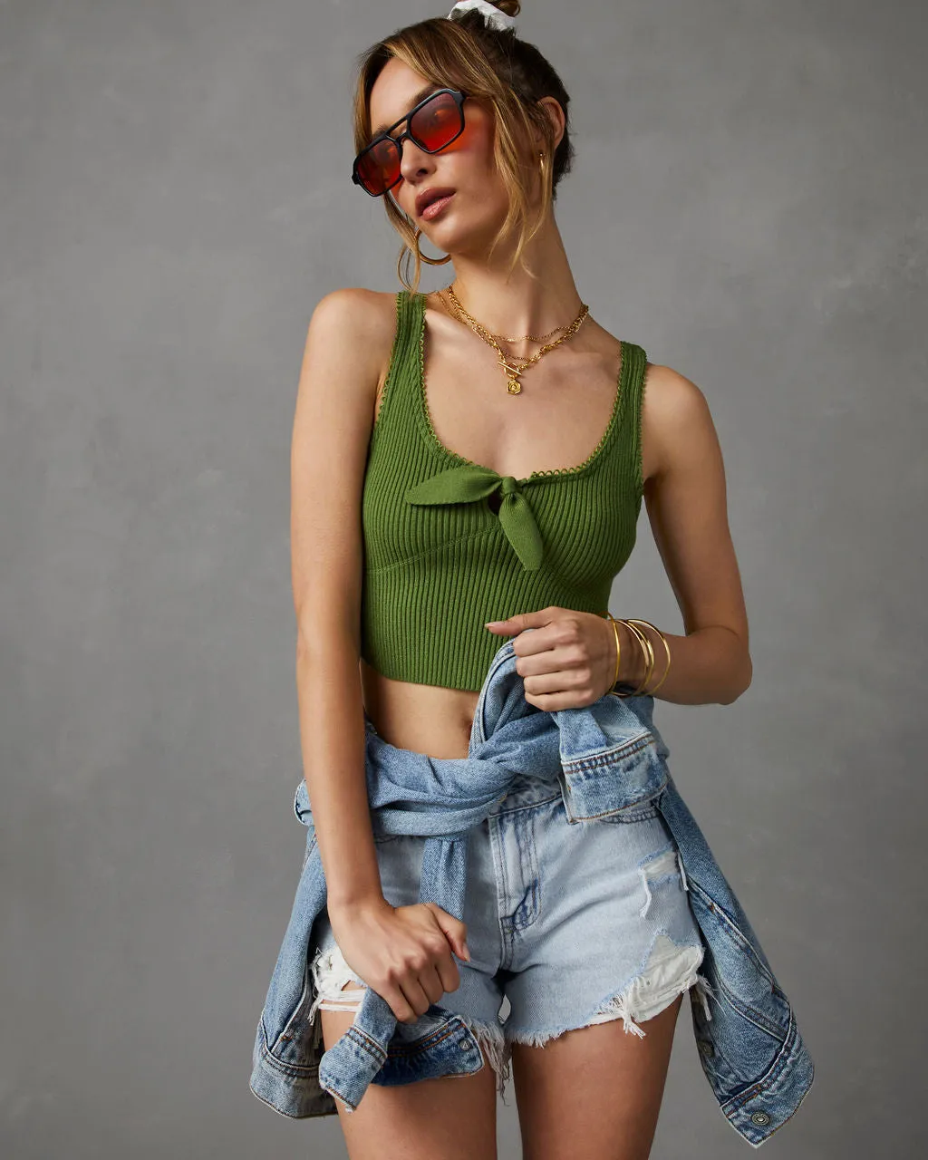 Cindi Sweater Knit Front Knot Crop Tank sold by Vici product image thumbnail 5