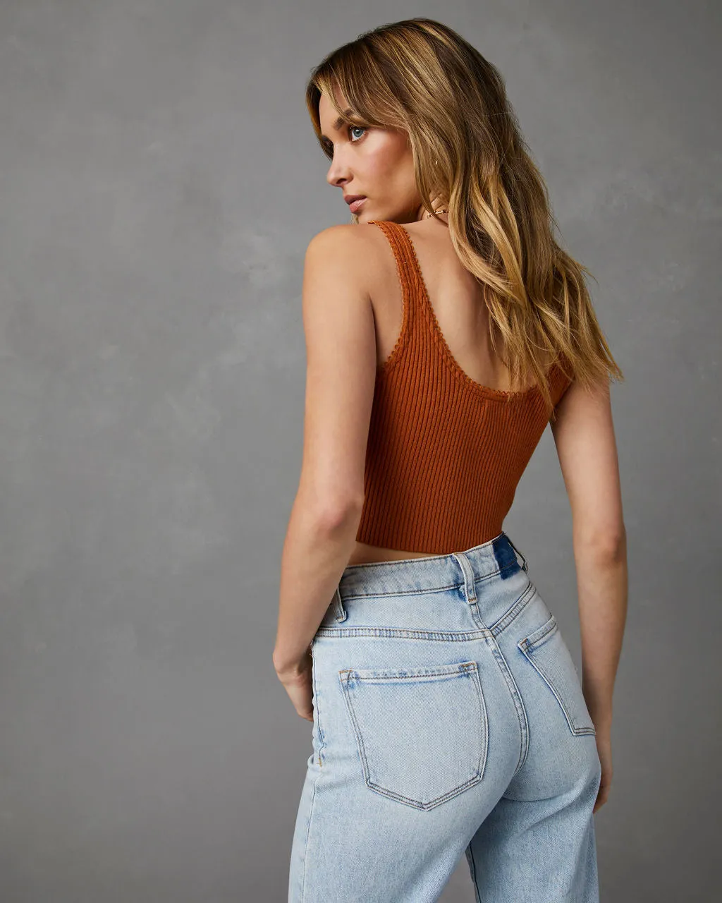 Cindi Sweater Knit Front Knot Crop Tank sold by Vici product image thumbnail 2